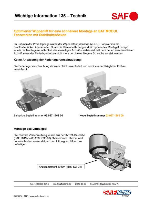 Wichtige Information 135 – Technik