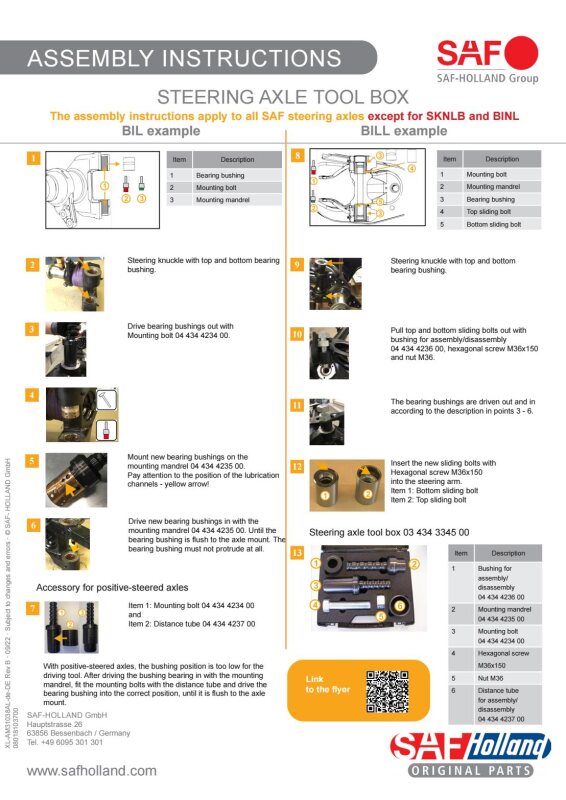 ASSEMBLY INSTRUCTIONS - STEERING AXLE TOOL BOX
