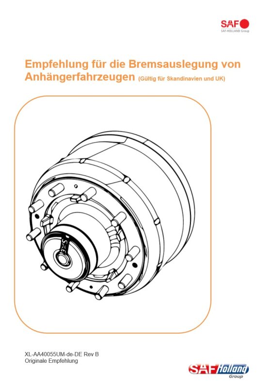 Empfehlung für die Bremsauslegung von  Anhängerfahrzeugen (Gültig für Skandinavien und UK)